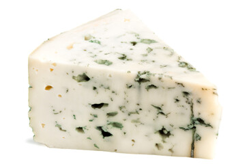 cut of blue cheese isolated on white background. macro