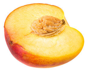 half peach fruit isolated on white background