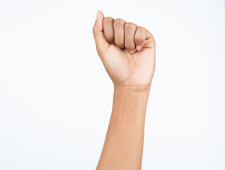 Female hands counting numbers 0 on white background