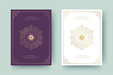 Wedding invitation save the date card template golden flourishes ornaments vignette swirls