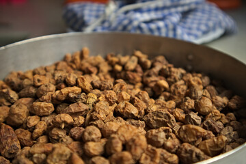 Dried tigernuts in a bowl prepared to make horchata