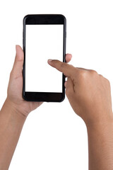 the mobile phone is isolated on a white background with the clipping path.