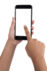 the mobile phone is isolated on a white background with the clipping path.