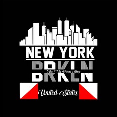 new york city, Brkln typography t shirt design graphic vector illustration artistic concept urban culture for young generation fashion style