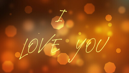 Graficzna kartka z napisem i love you z bokeh w złotym kolorze © Gosiak