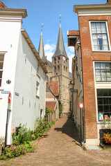 Deventer, Netherlands - July 11 2020: The ancient city center of Deventer, The Netherlands