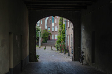 Deventer, Netherlands - July 11 2020: The ancient city center of Deventer, The Netherlands