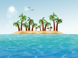 Obraz premium illustration of the island on the horizon