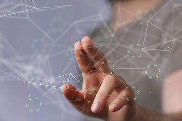 technology binary code interface digital touch