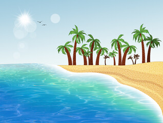 Obraz na płótnie Canvas illustration of the island on the beach