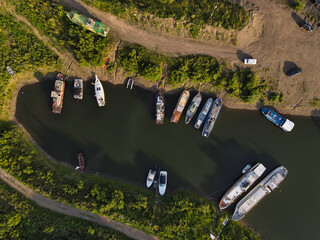 Summer boat station from sky