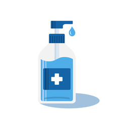 Hand sanitizer pump bottle. Flat vector of alcohol gel for hand washing to protect the virus, bacteria or pollution. Hygienic product in flat design style with disinfection concept.