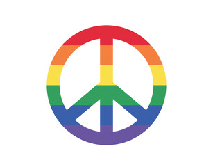 Peace icon. Colour vector peace icon.  LGBT flag peace sign vector design. 
