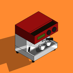 Coffee machine in isometric design