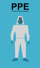 PPE suit for virus protection in flat design