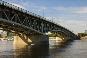 View of the Petofi Bridge in Budapest. Hungary