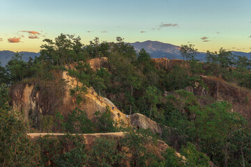 Landscape, Sunset, Pai Canyon or Kong Lan with tourists