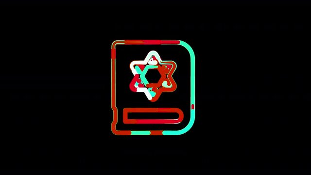 Circles gather in symbol tanakh. After it crumbles in a line and moves to the camera. Alpha channel black