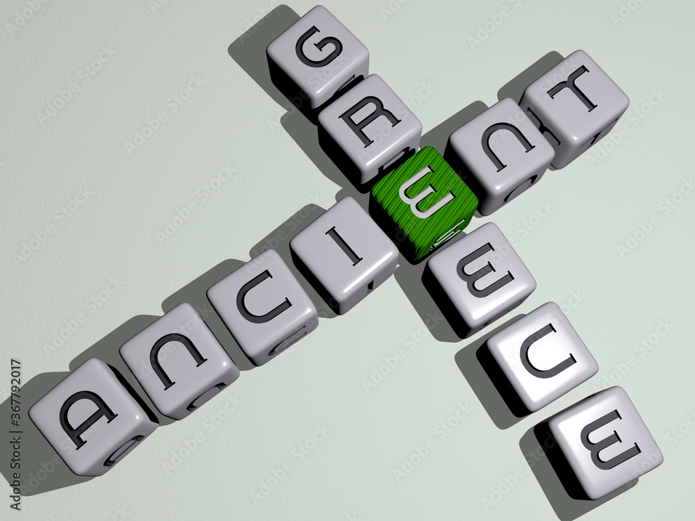Poster combination of ancient greece built by cubic letters from the top perspective, excellent for the con