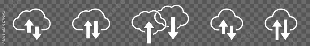 Poster cloud upload download icon white | clouds arrow up down illustration | computing storage symbol | se