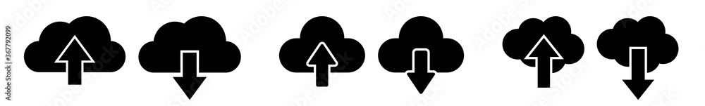 Poster cloud upload download icon black | clouds arrow up down illustration | computing storage symbol | se