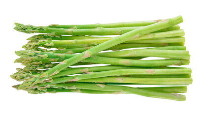 Green asparagus isolated on white background.