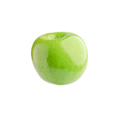 Green apples with reflective shadows pasted on a white background.