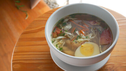 Chicken Soup or Sop Ayam, a typical Indonesian food for breakfast