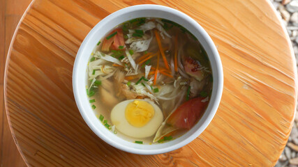 Chicken Soup or Sop Ayam, a typical Indonesian food for breakfast