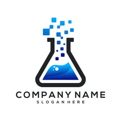 pixel lab logo, digital laboratory logo, laboratory digital logo