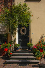 Deventer, Netherlands - July 11 2020: Famous Walstraat in the Dutch historic city center of Deventer