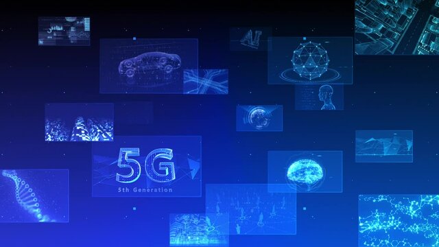Digital Network Technology AI 5G data communication concepts background.
