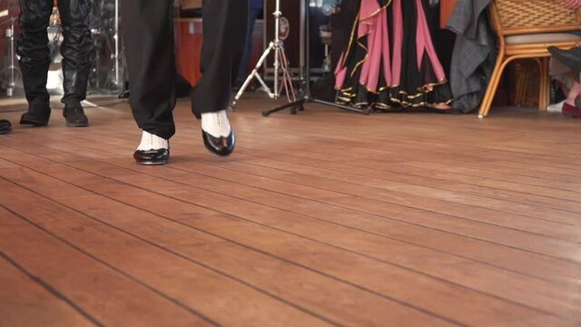 Tap dancer feet at a banquet