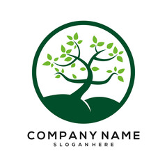 Obraz premium tree logo in circle symbol