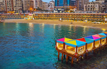 Romantic dinner on Stanley beach, Alexandria, Egypt