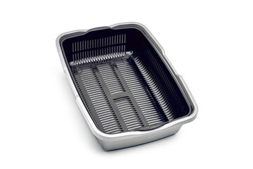 New gray, empty cat tray. Toilet for the cat.