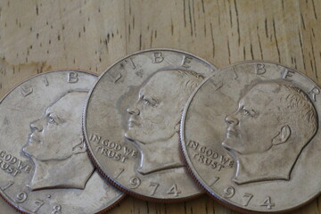 Selection of US silver dollar coins