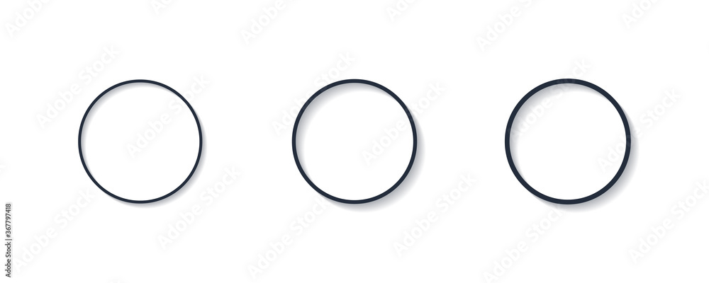 Poster set of circle shapes. basic circles in line style with shadow isolated on white background. flat vec