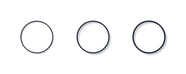 Set of Circle Shapes. Basic Circles in Line Style with Shadow isolated on White Background. Flat Vector Decorative Design Template Elements.