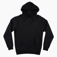 Blank black male hooded sweatshirt long sleeve with clipping path, mens hoody with zipped for your design mockup for print, isolated on white background. Template sport winter clothes. Blank hoodie.