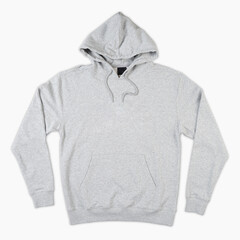 Blank gray male hooded sweatshirt long sleeve with clipping path, mens hoody with zipped for your...