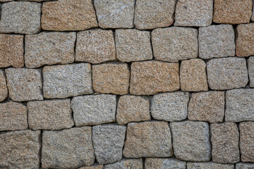 View texture in detail of paired granite wall