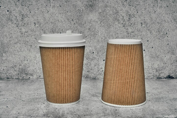 Paper cup. Recycling. Eco-friendly disposable tableware. Eco dishes