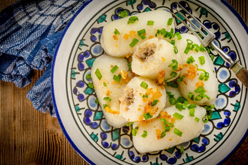 Potato dumplings stuffed with minced meat