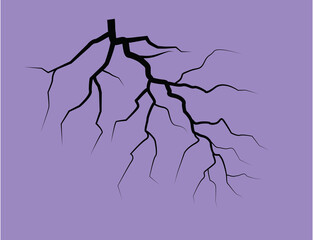 Fototapeta premium Silhouette Of A Thunder Lightning On A Lilac Background. Vector Illustration