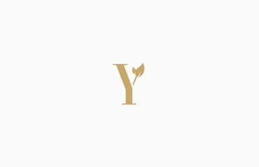 Vector Y Letter with Leaf Logo Design - obrazy, fototapety, plakaty