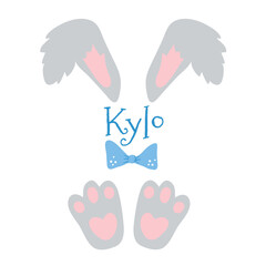 Cute Little Easter Bunny Vector Illustration on White Background