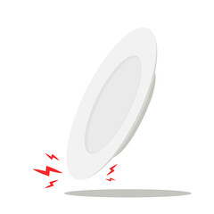 The dish is falling. Plate vector. Plate on white background.