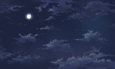 Clouds in the quate night and moonlight