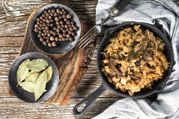 Bigos, a traditional Polish dish with cabbage.